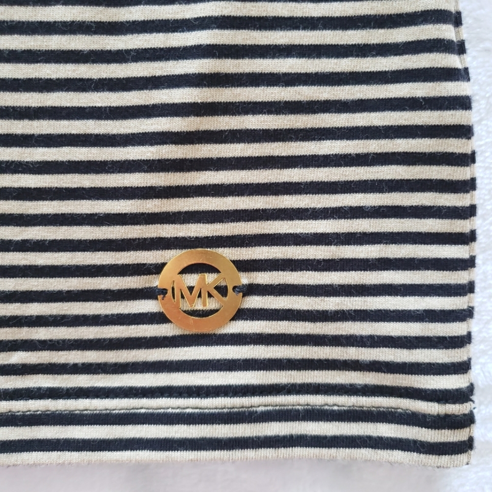 MICHAEL KORS Cold Shoulder Striped Short Sleeve Top—NWT—L - Picture 9 of 11
